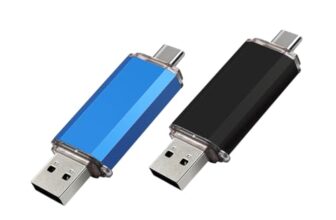 2-Pack 128GB USB C Flash Drive Dual Flash Drive Type C + USB A Memory Stick Jump Drive 2-in-1 Thumb Drive for Storage and Backup (128GB*2 Black&Blue)