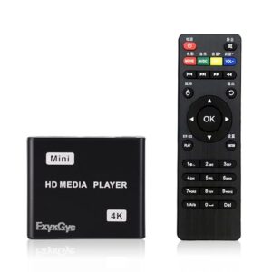 HDMI Media Player, 4K Ultra HD Digital Media Player, Supports USB Drive, SD Card, 4K@30Hz Output,H.265/H.264/AVC Decoding MP4/MKV/MP3/TS/Rmvb/Mov/JPG for Advertising Playback Multimedia TV Playback.