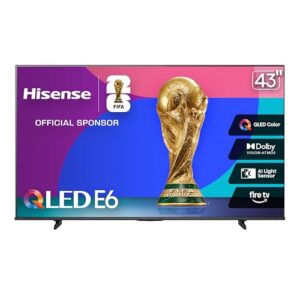 Hisense 43" E6 Cinema Series QLED 4K UHD Smart Fire TV (43E6QF, 2025 Model) - QLED, AI Light Sensor, Dolby Vision · Atmos, Voice Remote with Alexa, Motion Rate 120, HDR 10+ Adaptive, Game Mode Plus