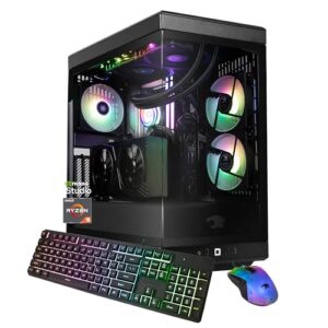 iBUYPOWER Y40 PRO Black Gaming PC Desktop Computer AMD Ryzen 9 7900X CPU, NVIDIA GeForce RTX 5070Ti 16GB GPU, 32GB DDR5 RGB 5200MHz RAM, 2TB NVMe SSD, Windows 11 Home, Keyboard, Mouse - Y40BA9N57T01